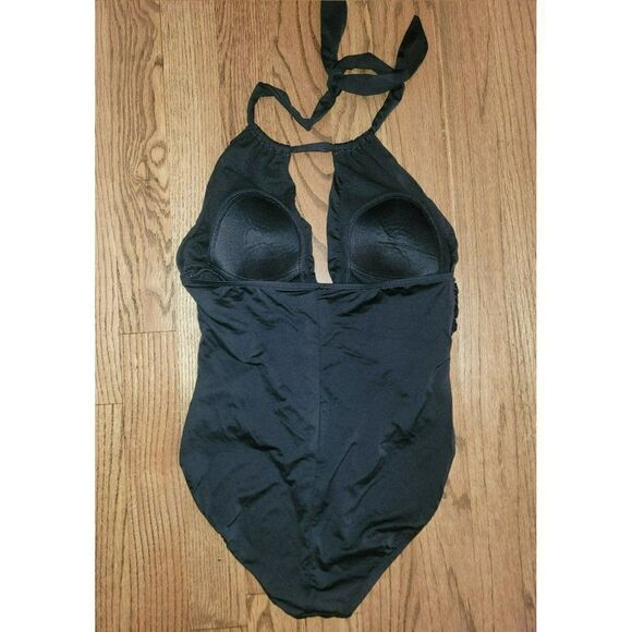 LILI BLU Slimming Ruched Crossover Haulter One-Piece Bathingsuit Women's Size 14 - Picture 2 of 3